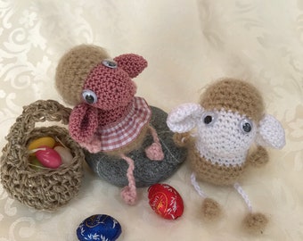 Patron PDF d'agneau au crochet allemand anglais, agneau de poupée amigurumi, mouton au crochet, décoration de Pâques mouton au crochet, petit agneau au crochet