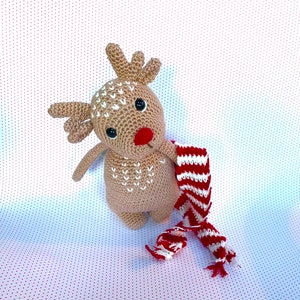 Deer amigurumi crochet PDF pattern,  amigurumi deer english german, crocheted doll reindeer, soft animal toy for children, pattern babytoy