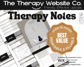 THERAPY NOTES client intake / session notes / discharge notes / client discharge packet / Fillable & Printable PDF / aesthetic / upscale