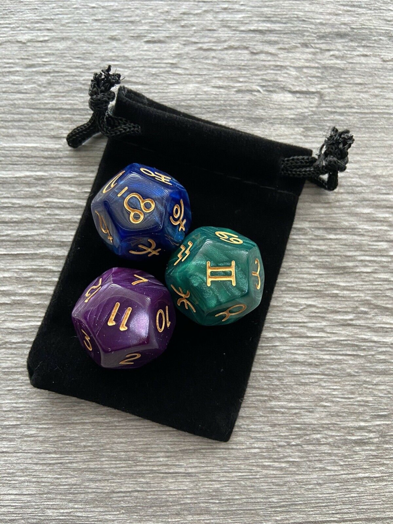 Astrology Divination Dice Set of 3 12Sided Astro Dice for Etsy