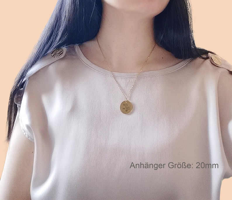 Collana con scritta a mano, collana con la tua calligrafia o disegno, collana personalizzata in oro, oro rosa, argento in 13 mm, 15 mm e 20 mm immagine 7