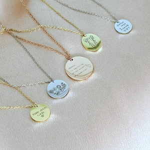 Collar de escritura a mano, collar con tu propia letra o dibujo, collar personalizado en oro, oro rosa, plata en 13 mm, 15 mm y 20 mm