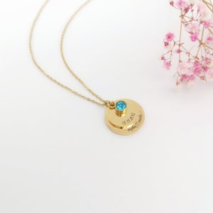 Halskette personalisiert mit Namen Datum, Kette mit geburtstein, Kette in Gold, Rosegold, Silber Bild 1