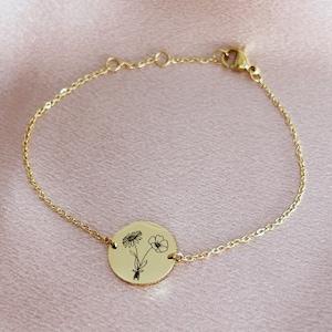Pulsera combinada de flores de nacimiento, pulsera personalizada, regalo de San Valentín para ella