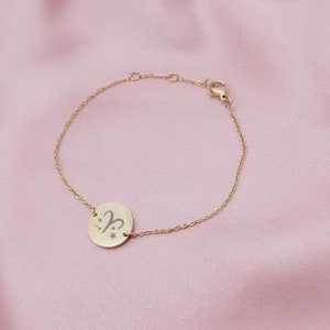 Pulsera de signos del zodíaco, pulsera con pulsera de signos del zodíaco personalizada, pulsera con placas grabadas en plata, oro u oro rosa
