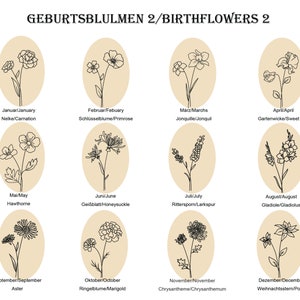 Geburtsblumen Halskette Ovales Plättchen 12mm X 18mm Namenskette Geschenk für Damen Bild 8