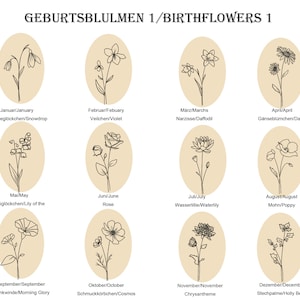 Geburtsblumen Halskette Ovales Plättchen 12mm X 18mm Namenskette Geschenk für Damen Bild 7