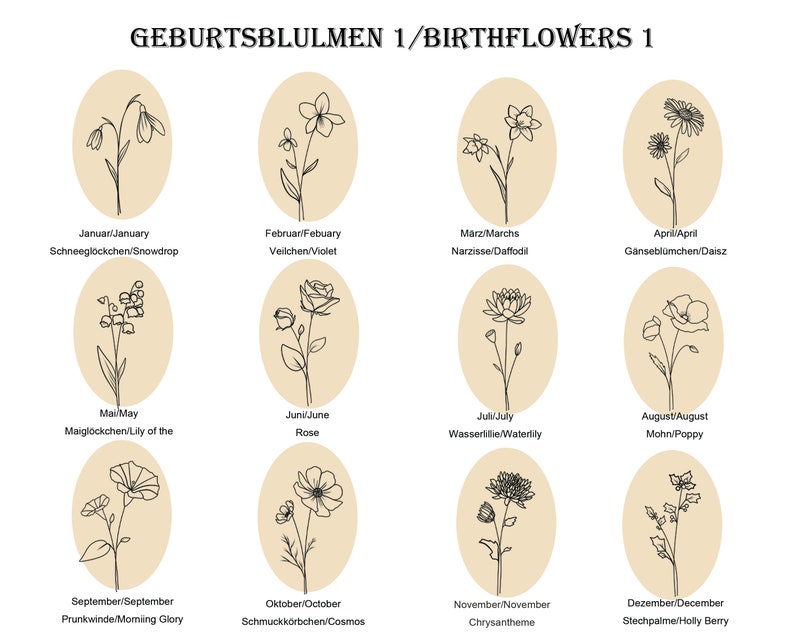 Geburtsblumen Halskette Ovales Plättchen 12mm X 18mm Namenskette Geschenk für Damen Bild 7