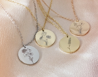 Combined Birth Month Flower Necklace, Birth flower necklace, Mothers Birthday Gift, Best Friend present