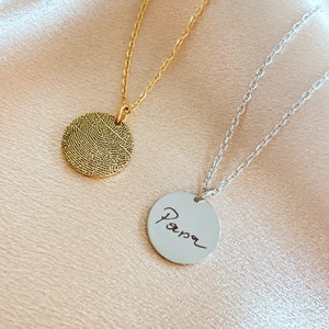 Personalized fingerprint and handwriting necklace