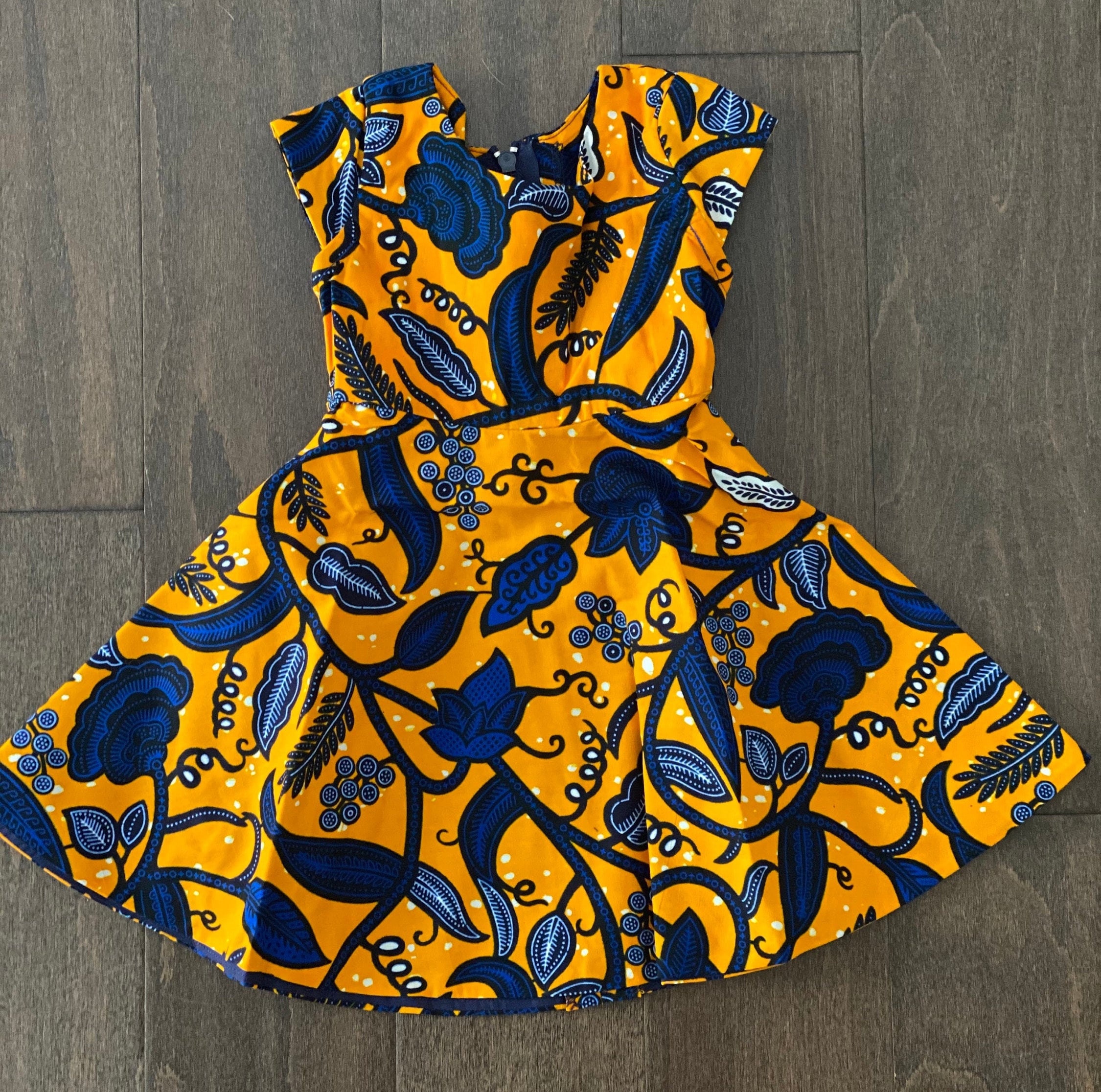 Yellow African Print Dress For Girls - Dresses and Girl Sets , yellow,  cotton, polyester