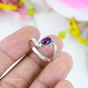 Natural Amethyst Ring, Purple Gemstone Ring, Band Ring, 925 Sterling Silver Jewelry, Wedding Anniversary Gift, Ring For Daughter