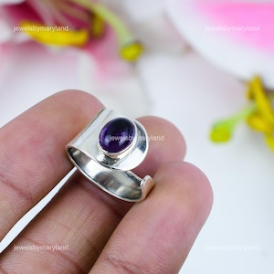 Precious Amethyst Ring, Purple Gemstone Ring, Band Ring, 925 Sterling Silver Jewelry, Engagement Gift, Ring For Sister