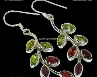 Peridot Dangle Green Earrings Handmade August Birthstone 925 Sterling Silver Jewelry