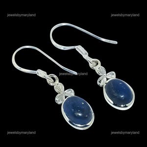 Elegant Lapis Lazuli Earrings, Blue Gemstone Earrings, Drop & Dangle Earrings, 925 Sterling Silver Jewelry, Birthday Gift, Earrings For Love