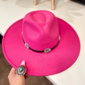 Concho  Black Leather Hat Band ONLY Fedora Hat Not Include. Adjustable to fit any Fedora Hat.