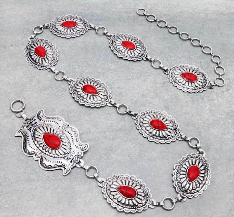 Red Concho Belt Etsy