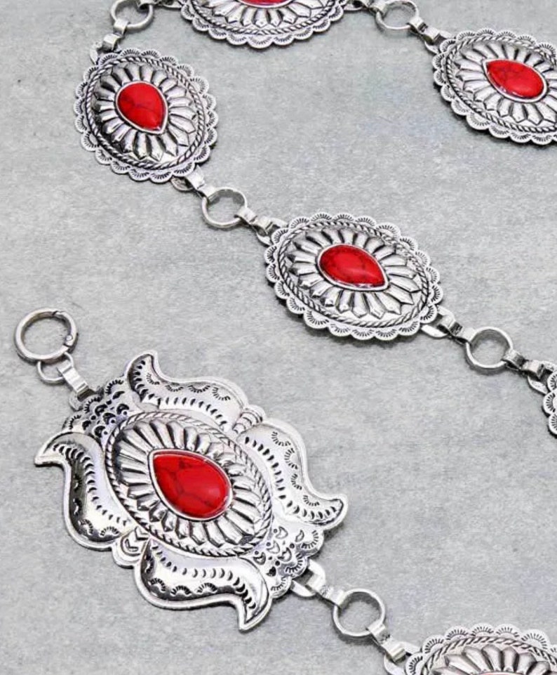 Red Concho Belt Etsy