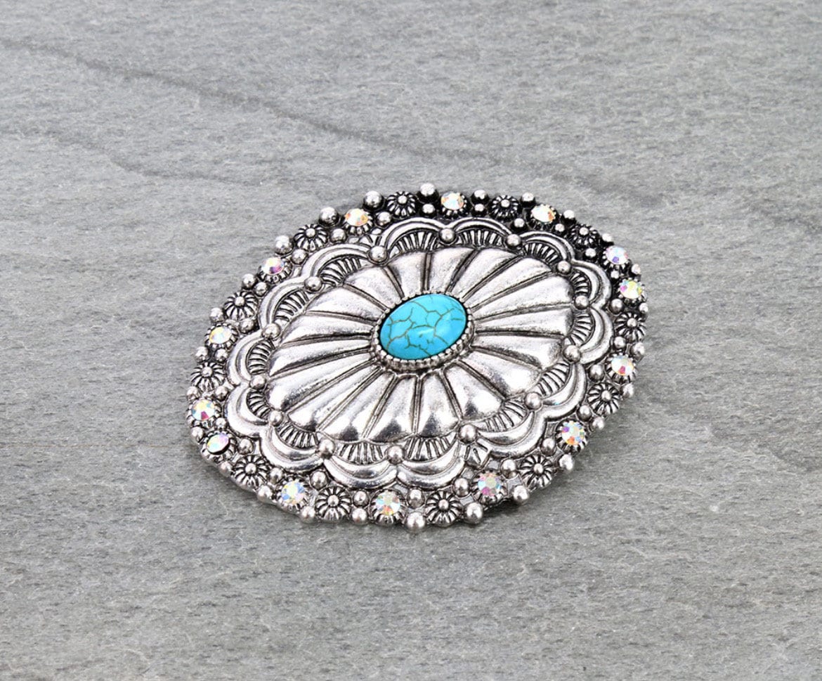 Western Squash Blossom Brooch Pin