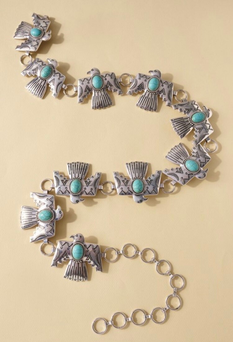 Turquoise Rhinestone Belt Thunderbird Turquoise Belt - Etsy
