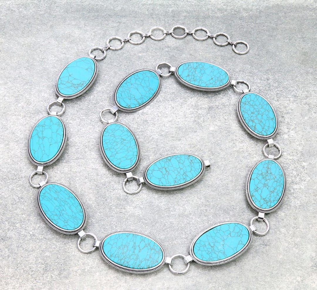 Oval Turquoise Belt-women display picture 1