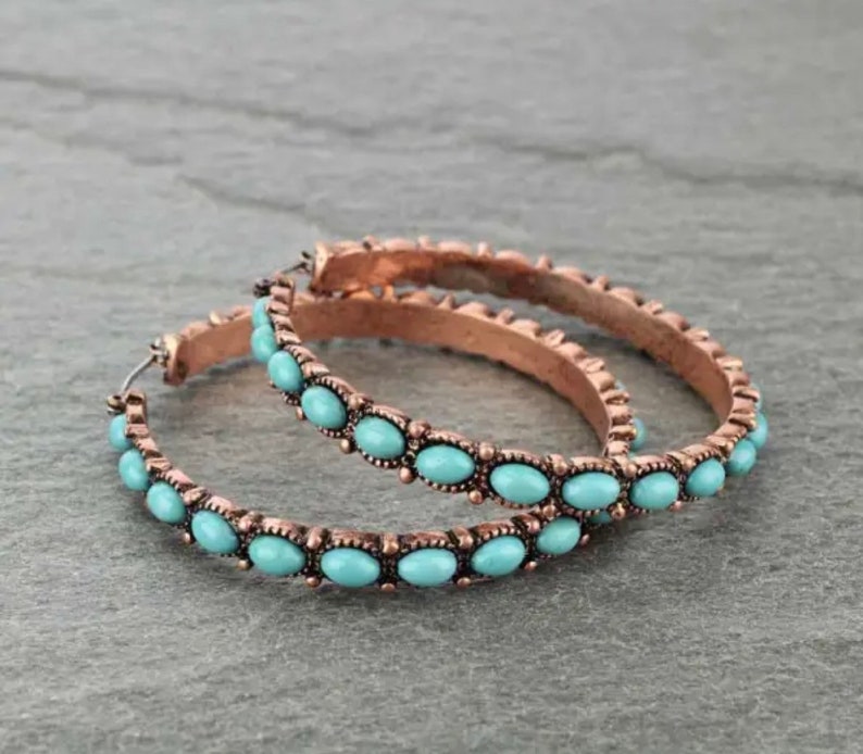 Turquoise Hoop Earrings Etsy