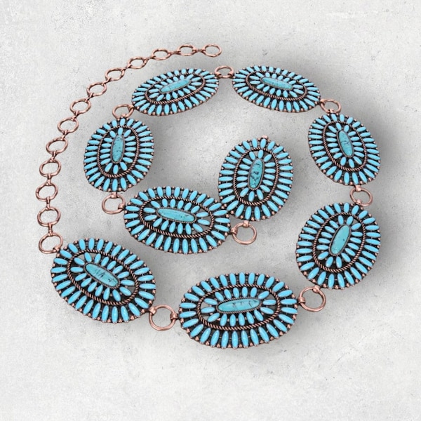 Turquoise Copper Concho belt