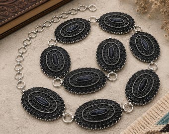 Zwarte Western Concho-riem