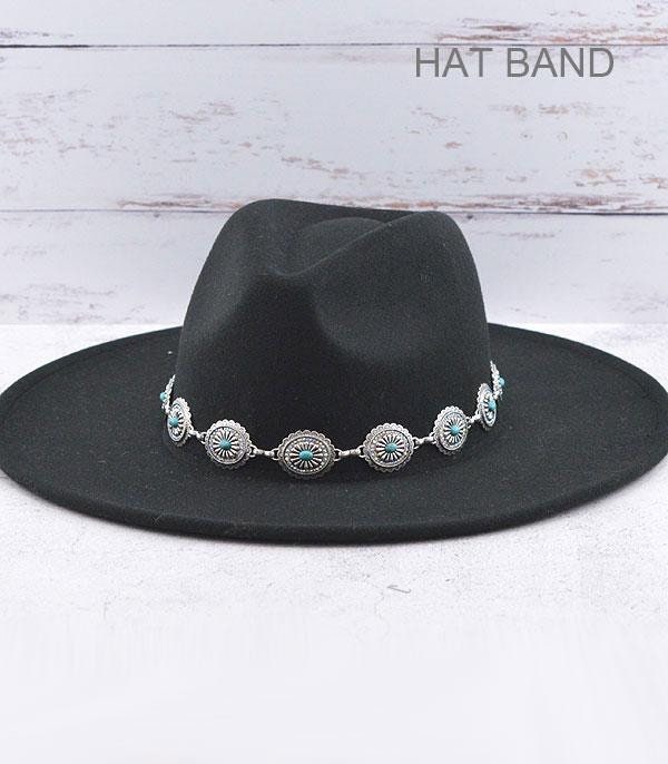Concho Turquoise Silver Hat Band. Etsy