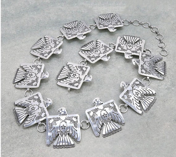 Western Silver Thunderbird Belt - Etsy