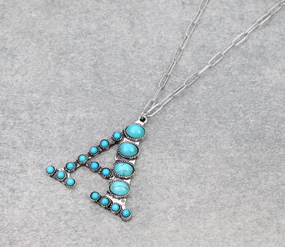 Turquoise Inital Necklace
