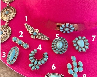 Turquoise Concho Hat Pins