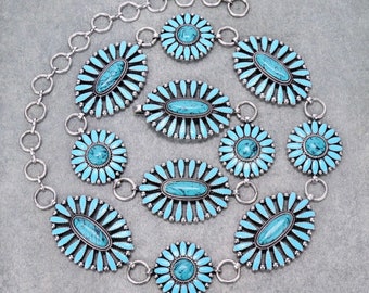 Signed Gilbert Ortega Shop Navajo Multistone Turquoise Belt  display picture 2