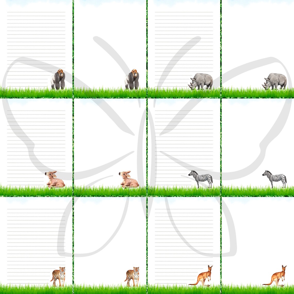 Watercolor Zoo Animal Printable Stationery, Zoo Animals Printable Paper ...