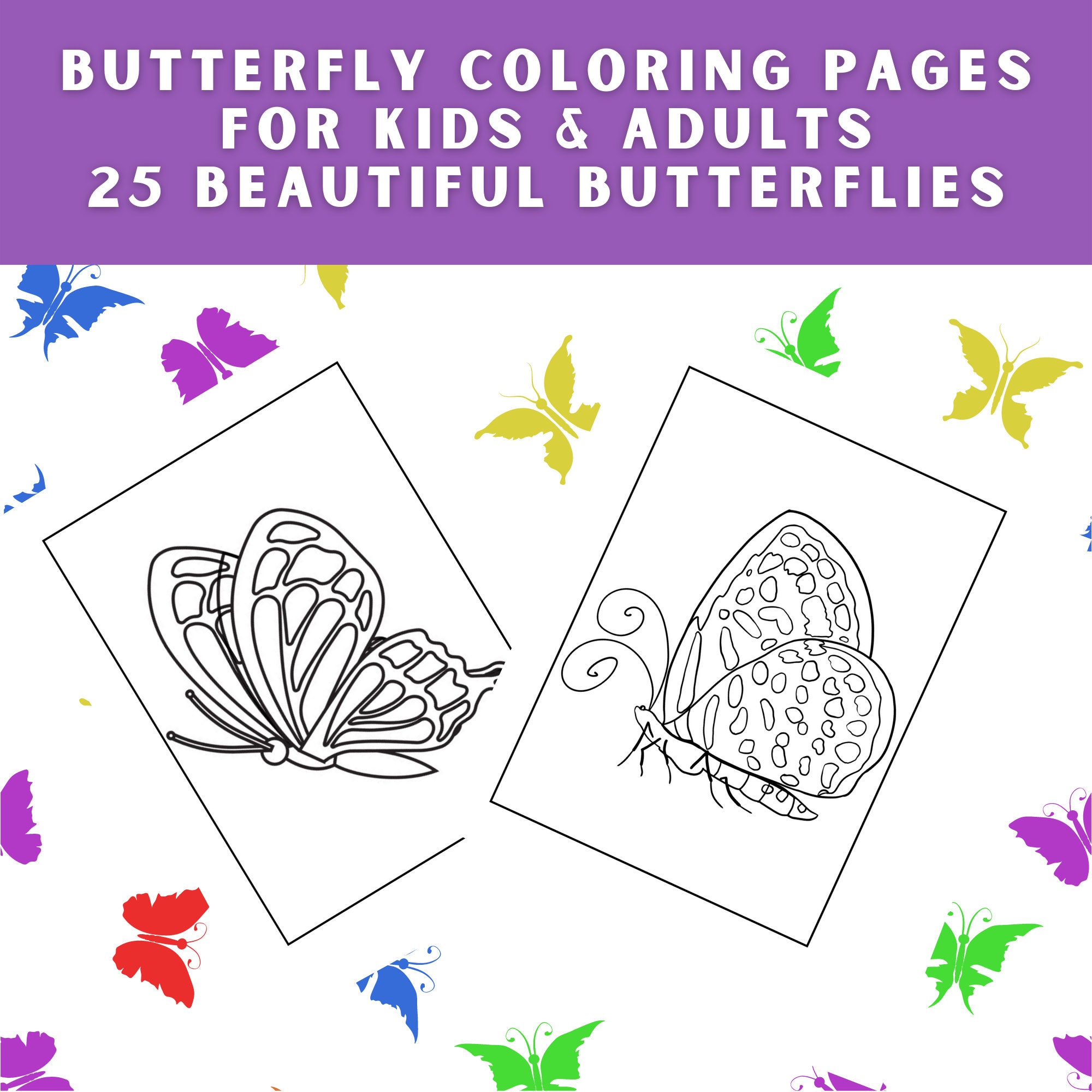 25 Butterfly Coloring Pages for All Ages - Etsy