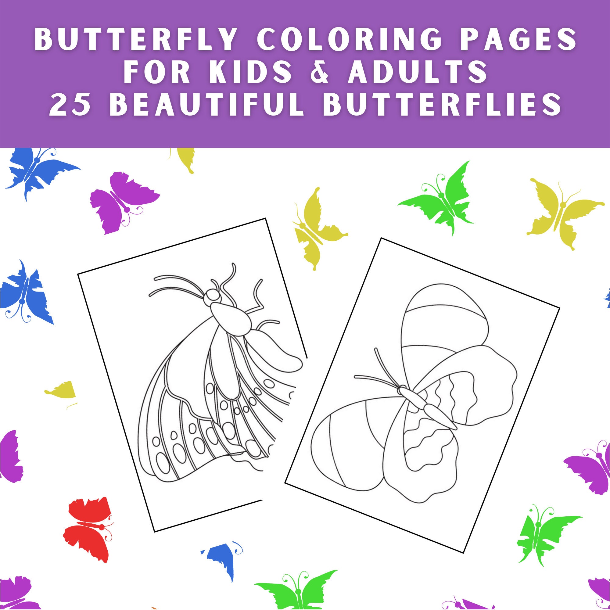 25 Butterfly Coloring Pages for All Ages - Etsy