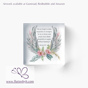 Hebrews 13:2 Do not forget to show hospitality to strangers - Christian Watercolor Angel Wings Artwork available in SVG, PNG, PDF Formats