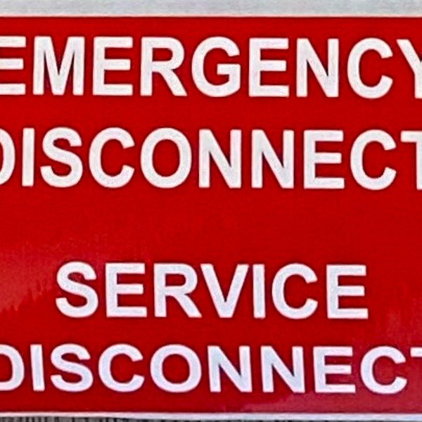 25 Count Emergency Disconnect, Service Disconnect Labels NEC Article 230.85