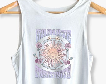 Boho Sonne Tank Top, positive shirt "Radiate Positivity"