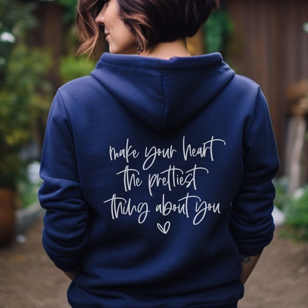 Zip up Hoodie Damen, Sweatjacke mit Spruch auf dem Rücken, Kapuzenjacke aus Bio-Baumwolle, Fair Trade