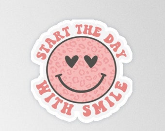 Start the day with smile - Sticker für Laptop