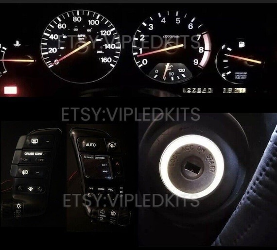 玉くん White Gauge Cluster + Pods + Key Ring LED Bulb Kit for Nissan