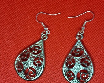 Boucles d’oreilles en forme de larme, boucles d’oreilles pendantes, boucles d’oreilles en argent, boucles d’oreilles