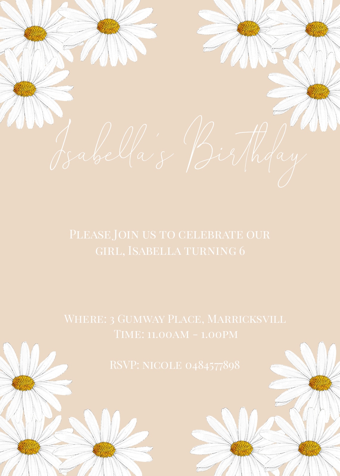 Daisy Birthday Invitation Etsy Daisy Birthday Invitation Etsy