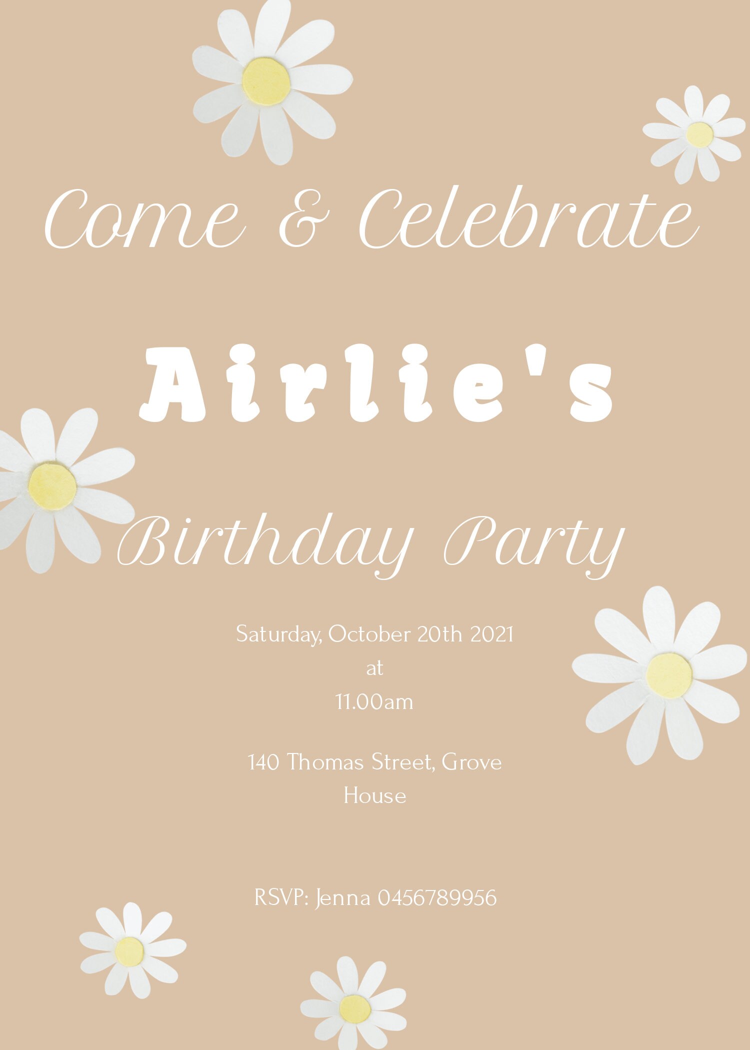 Daisy Birthday Invitation Etsy