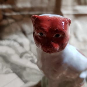 Antique Bisque Rare Red Faced Seated Pug Dog
