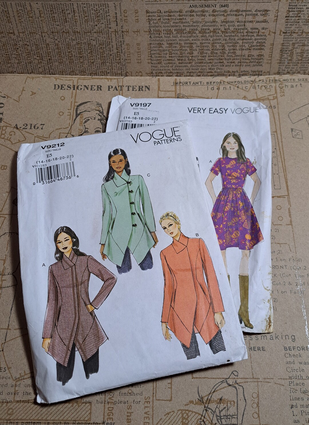 Vintage Vogue Very Easy Sewing Patterns V9197 V9212 Two Etsy