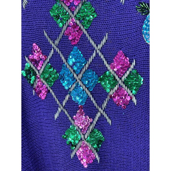 vintage sweater Victoria Jones purple sequins 199… - image 5