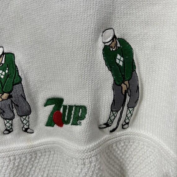 Vintage 7UP Golf Sweater McBriar XL Ivory Advertising Soda Pop Sport View 2