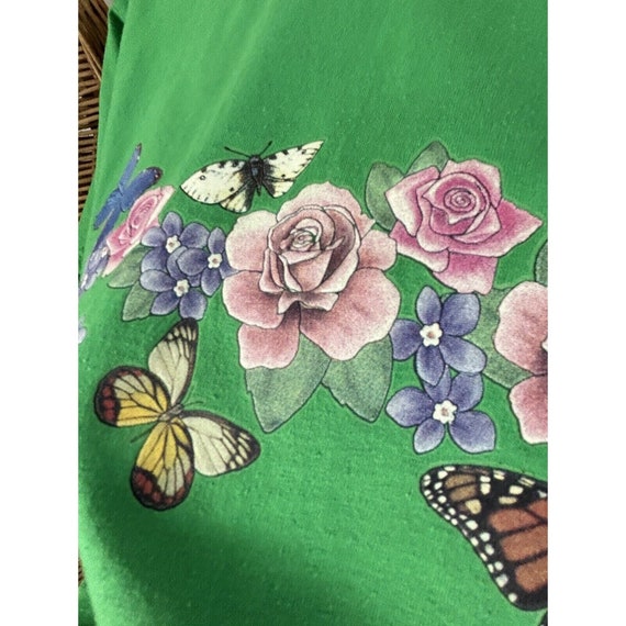 vintage t shirt 90s russell Butterfly Floral Medi… - image 8